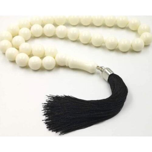Resin Tasbih Big Size Imitation ivory color Misbaha 33 Beads white muslim man rosary Mastkhan prayer beads Islamic bracelet gift