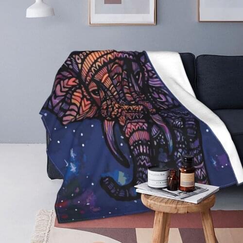 Elephant Indian Blankets Coral Fleece Plush All Season Bohemian Mandala Creature Super Warm Throw Blankets for Bed Car Rug Piece