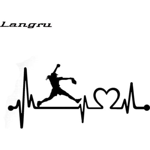 Langru 17.5CM*8CM Interesting Softball Girl Pitching Lifeline Vinyl Decal Car Sticker Accessories Jdm