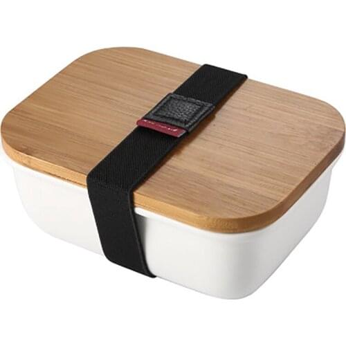Quality Microwavable Lunch Box Bamboo Ceramic Bento Box Thermal Insulation Food Container Storage Box Crisper L