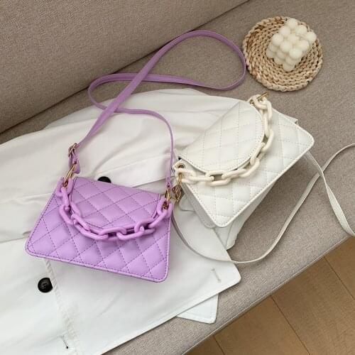 Classic Texture Women Lattice Pattern Crossbody Bag Solid Creative Design Chic Leather Female Chain Shoulder Handbags