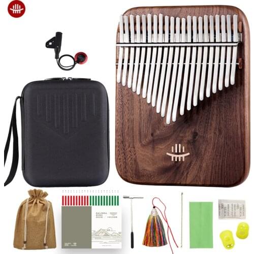 Chamfer Arc Kalimba 21 Key Black Walnut Mbira Keyboard Thumb Piano Calimba Music Musical Instruments Kalimbas 17 keys