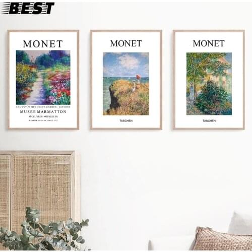 Claude monet clássico do vintage pintura abstrata exposição posters impressão em tela fotos de parede quarto sala estar decoraçã