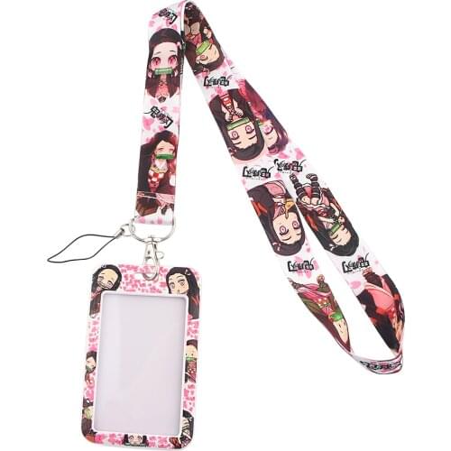 LX524 Anime Card Set Keychains Accessory Mobile Phone USB ID Badge Holder Keys Strap Tag Neck Lanyard For Girls