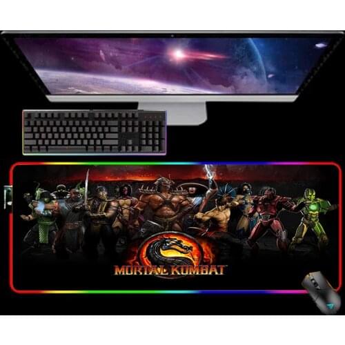 RGB Mortal Kombat Mouse Pad XXL Mousepad Keyboard Mat LED Mause Pad Rubber No-slip with Backlit Tapis De Souris 35X60 Mouse Mat