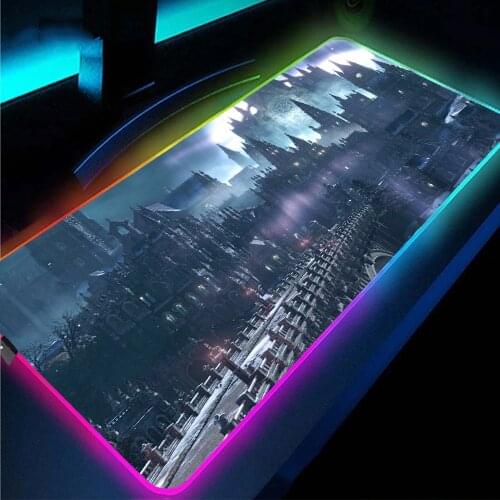City Purple Blue Anime Mouse Pad Rgb with Usb Interface Mouse Gaming Keyboards Accessories Gamer Led Backlit Mouse Pad Table Mat