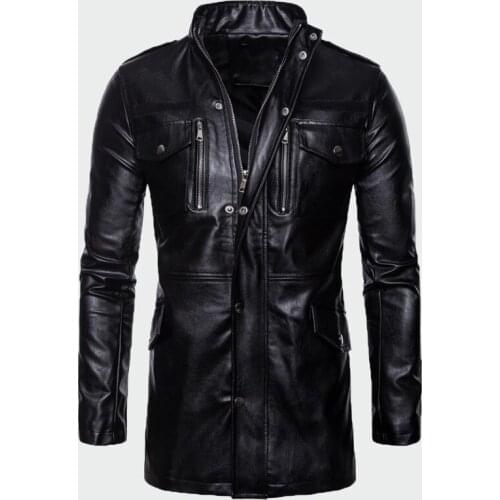 New Autumn Mens PU Leather Jackets High Quality Coat Cross-Border Collar Four-Pocket Motorcycle Biker Driver Leather ML292