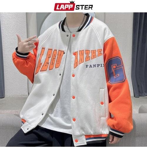 LAPPSTER Men Patchwork Windbreaker Baseball Bomber Jacket 2021 Mens Vintage Japanese Streetwear Jackets Coats Male Baggy Jackets