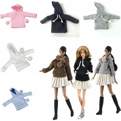 Fashion 1/6 BJD Doll Clothes Winter Long Sleeve Top Hoodies Sweatshirt Skirt for Barbie Dolls Accessories Casual Outfit Kid Toy