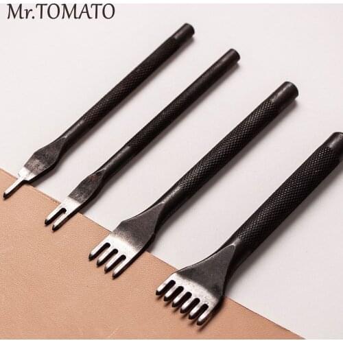 Cowhide tools Leather Craft Hole Punch leather craft Tools Diamond Point Black Pricking Iron Leather Chisel Stitching