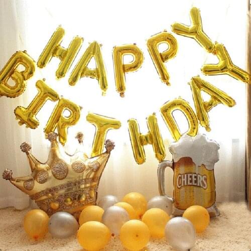 Gold Black Happy Birthday Balloon Kit Bunting for Boy Girl Men Women Kids Anniversary Birthday Party Backdrop Decoration