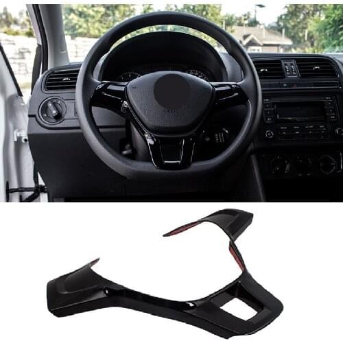 JEAZEA Steering Wheel Cover Sticker ABS Trim Accessories Car Styling Fit for Volkswagen VW Golf MK7 Polo 2014 2015 Decoration