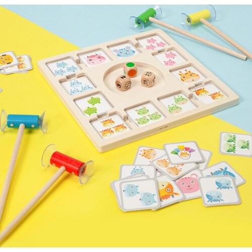 Montessori Board Game Wooden Blocks Puzzle Game Animal Sucking Music Training Kids DIY Wood Chips Slide Gears Skill Training