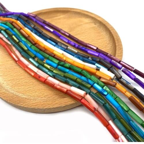 Natural Freshwater Shells Exquisite Colorful Rectangular Beads DIY Hand-carved Jewelry Accessories Ladies Fashion Charm Jewelry