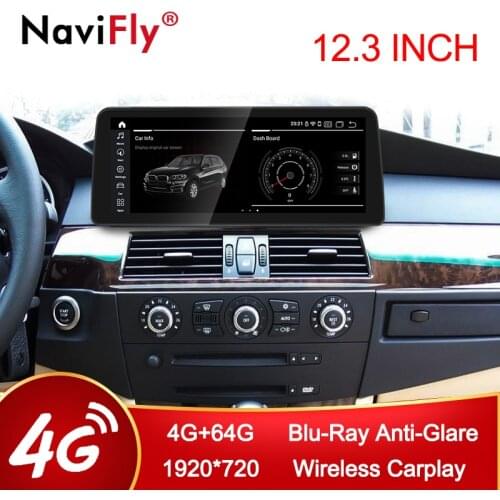 NaviFly Auto Stereo Tape Recorder Head Unit for BMW 5 Series E60 E61 Android 10.0 Navigation GPS Carplay + Auto DSP 4G LTE WIFI