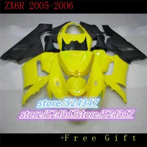 100% of cheap selling motorcycles For repsol kawasaki ninja ZX6R 05 06 ZX6R, 636, 2005, 2006 pure yellow fairing black part