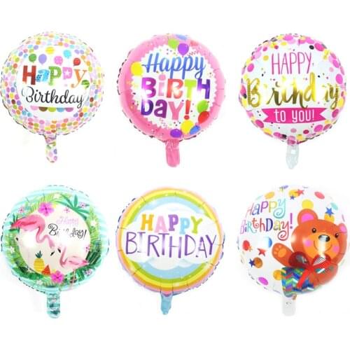 New 18inch Round Happy Birthday Foil Balloon Inflatable Helium Balloons Birthday Party Decoration High Quality Toys Baby Shower