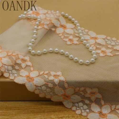 Orange Tulle Elastic Lace Lace Handmade Wool Accessory DIY Lace Accessory Exquisite refined meat Orange Water-soluble Embroidery