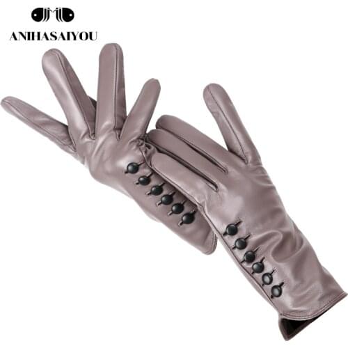 High-end color womens gloves,genuine womens leather gloves,Keep warm womens winter gloves,Soft sheepskin touch gloves - 2011