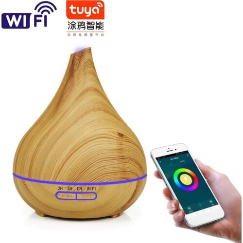 400ml Smart WiFi Enabled Oil Aromatherapy Diffuser , with 7 Colors LED Lights Waterless Auto Shut-Off Compatible with Alexa