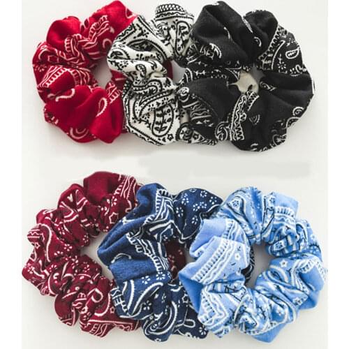 Vintage Printed Scrunchie for Women Cotton Fabric Hair ties Boho Elastic Hair Band Women Hair Accessories Girls Ponytail Holders