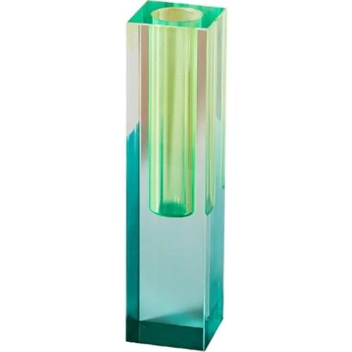 Modern Rainbow Color Bud Vase Tabletop Glass Vases Luxury Decorative Acrylic Crystal Nordic Room Decoration Home