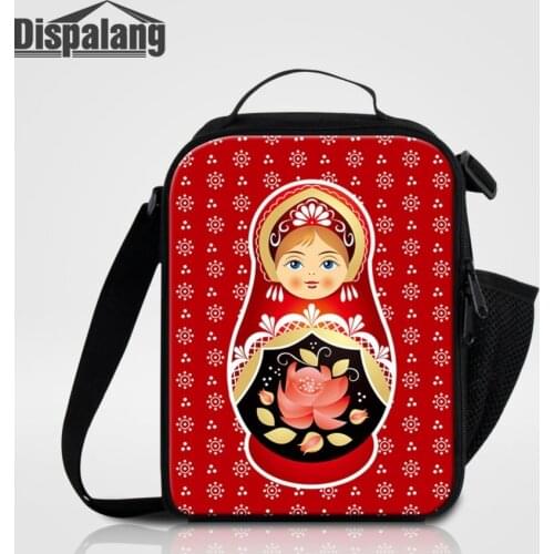 Dispalang Russian Matryoshka Doll Print Lunch Bag For Girls Thermal Insulated Cooler Bags Children Portable Food School Lunchbox