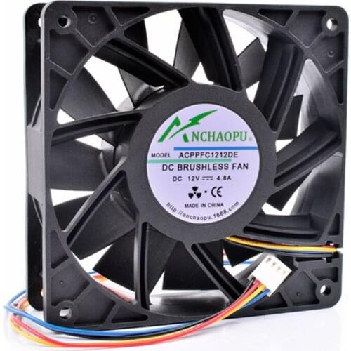 Brand new original ANCHAOPU PFC1212DE 12cm 12038 120x120x38mm 12V 4.80A 4 lines pwm server chassis large air volume cooling fan