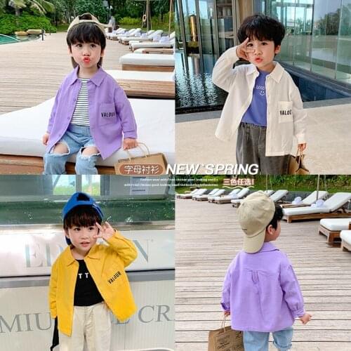 Yellow Purple Spring Summer Boys Blouses Shirts Kids Children Clothing Top Overcoat Costume Sport Beach Cotton School High Quali