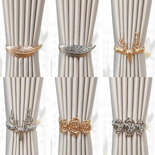 Elk Curtain Buckle Strap Light Luxury Curtain Clip Drawstring Tie Flower Decoration Holders Curtain Accessories Home Decor