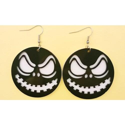 Punk Funny Halloween Acrylic Drop Earrings For Women Black Scary Spider Web Bat Pumpkin Skull Dangle Earrings Brincos Jewelry