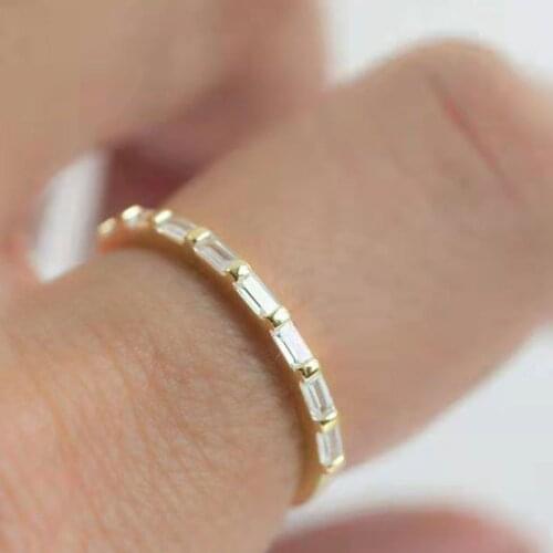 CZ stone team ring for women stainless steel gold stackable ring thin dainty minimalist jewelry