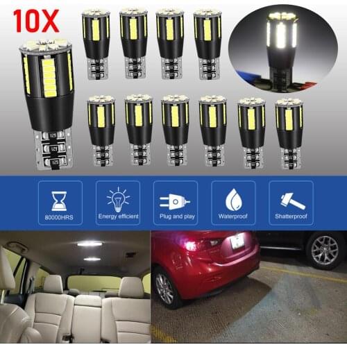 10pcs W5W T10 168 194 LED Canbus Light Bulbs Car Interior Reading Parking Lights Signal Lamp Dome Reading License Plate Light