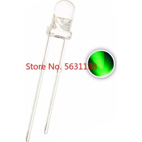 100pcs LED 3mm chip led Green Clear Lens Round Ultra Bright Transparent LED 3 mm Light Beads Lamp 3V 20mA Factory direct sales
