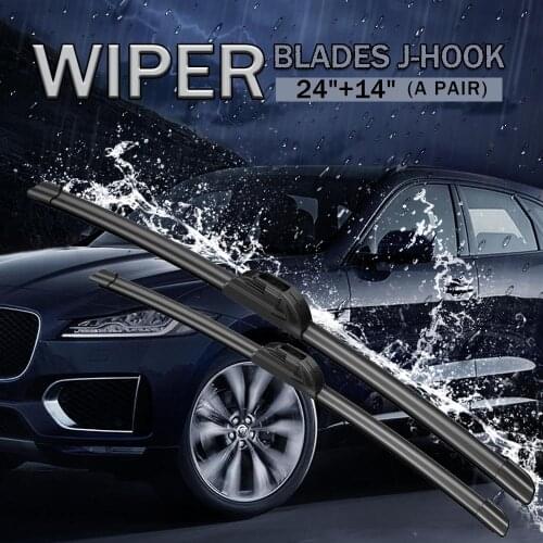 2PCS Car Wiper Blade 14" & 24" J-HOOK Front Windscreen Windshield Rubber Car Accessories