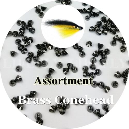 4 Sizes Assortment, Nickel Black Color, 400 Brass Coneheads, Cone Head, Fly Tying, Lure Making, Fishing