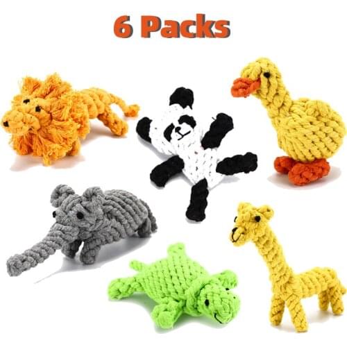 6 Packs Simulation Animal Chew Toy For Small Medium Dog Rope Toys for Aggressive Chewers Durable Tough 100% Washable Cotton