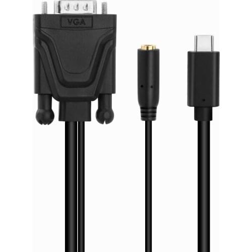 3 in 1 USB C Type C to HDMI VGA 3.5mm Audio Adapter USB-C Converter Cable for Macbook Dell Acer Samsung Huawei Laptop Google