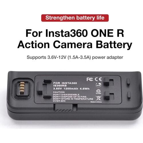 1200mAh Camera Battery Base For Insta360 ONE R Action Camera Accessory Supports 3.6V-12V (1.5A-3.5A) Power Adapter