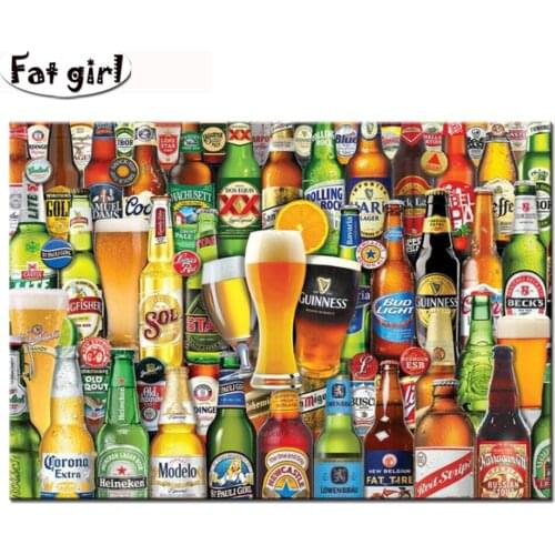 5d diy Diamond painting Various types of beer picture Embroidery mosaic cross stitch square round drill Home wall decoration