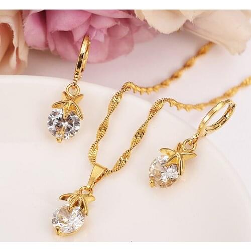 Bangrui New Fashion Bridal Jewelry Sets Trendy Heart White crystal Cubic Zircon Earring and Necklace Jewelry Sets for Women gift