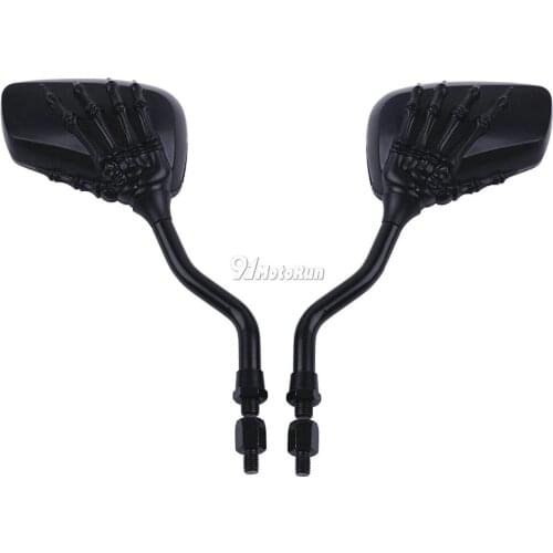 8mm 10mm Universal Black Motorcycle Skull Rear veiw Side Mirrors For Kawasaki Vulcan VN 700 800 900 1500 1600 1700 2000 Custom