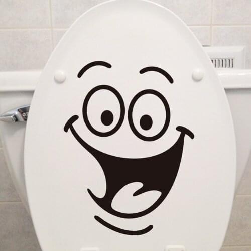 Big Smile Face Cartoon Toilet Seat Sticker Diy Wall Stickers Home Decor Art Murals Waterproof Adhesive Funny Washroom Decor