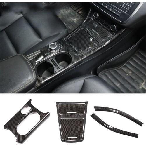 Center Storage Box Cup Holder Decoration Cover for Mercedes Benz A GLA CLA Class W176 X156 C117 2013-2019 6PCS Carbon Fiber ABS