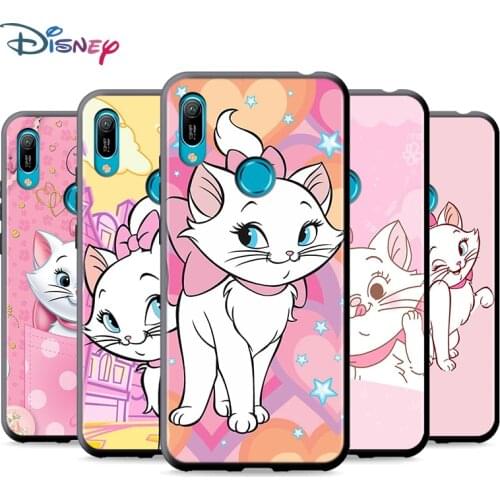 Black Soft Cartoon Pink Marie Cat For Huawei P Smart 2021 2020 Z S Mate 40 RS 30 20 20X 10 Pro Plus Lite 2019 Phone Case