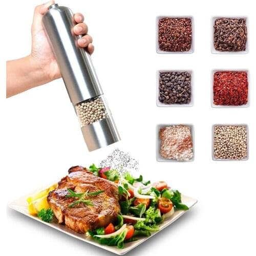 Electric Quickly Stainless Steel Salt Pepper Grinder Shaker Spice Mill with Automatic Led Light Home Kitchen Cooking BBQ Tools