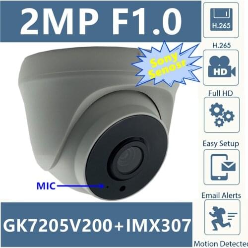 F1.0 Lens Sony IMX307+3516EV200 IP Dome Camera H.265 3MP 2304*1296 Low illumination All Color CMS XMEYE ONVIF Motion Detection