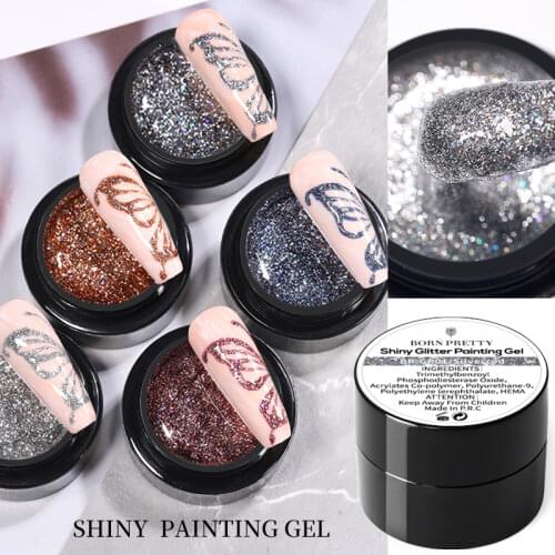 BORN PRETTY Nail Art Design Spide Nail Gel Polish Shining Spaking Glitter Painting UV Gel Varnish DIY Drawing Metal Gel Manicure