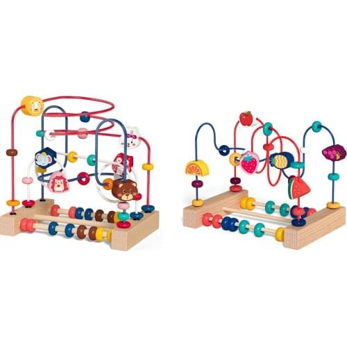 Beaded Maze Toy Toddler Baby Activity Cube Fruit Roller Coaster Counting Mathematical Abacus Montessori Toy Birthday Gift Toddle