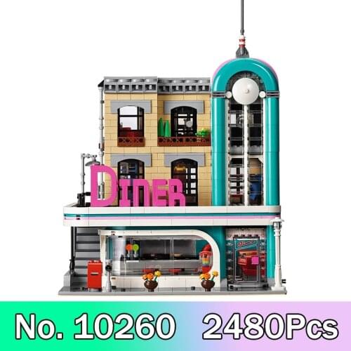 Creator Streetview Building Blocks Downtown Diner Compatible 10260 15037 2480pcs Assembly BricksToys Christmas Gifts